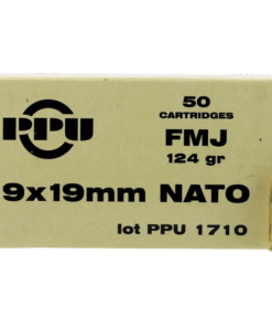 PPU Mil-Spec Brass 9mm 124-Grain 50-Rounds FMJ